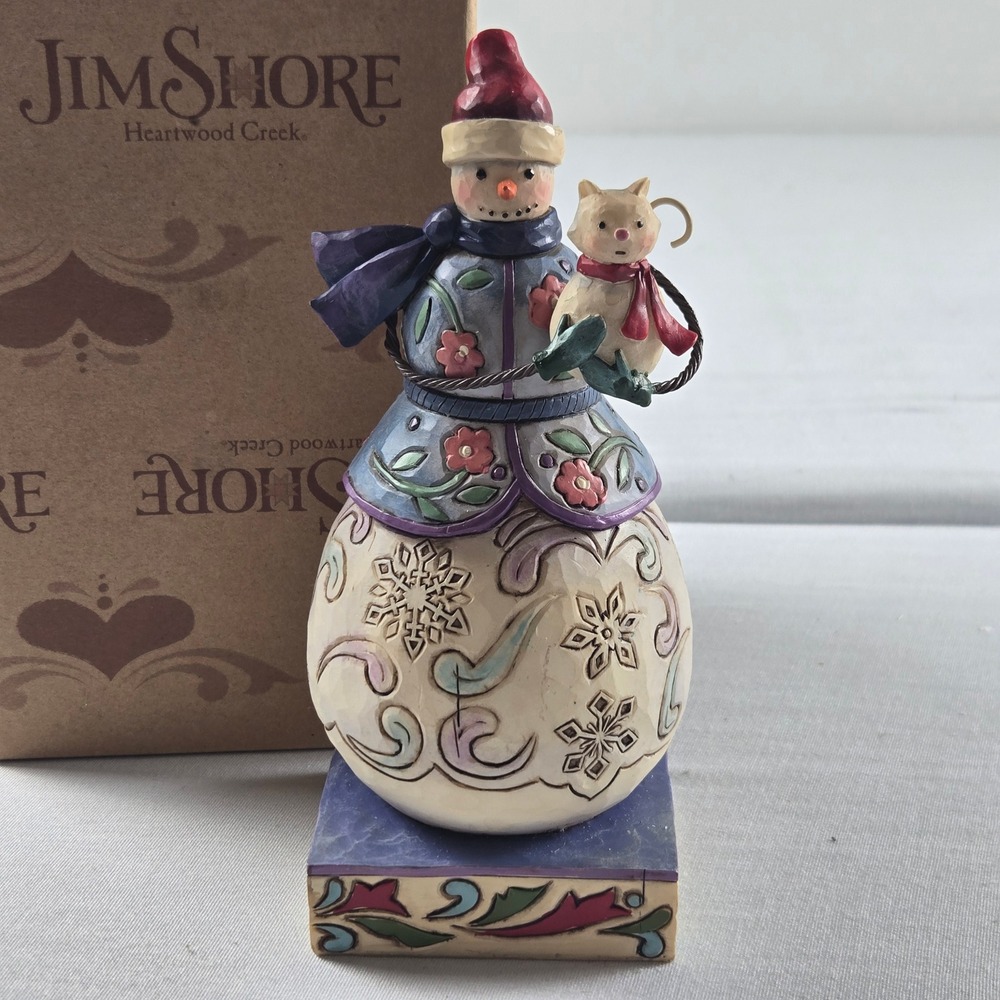 Jim Shore Winter Friends Snowman Cat 4013901 Heartwood Creek 2009 w Box